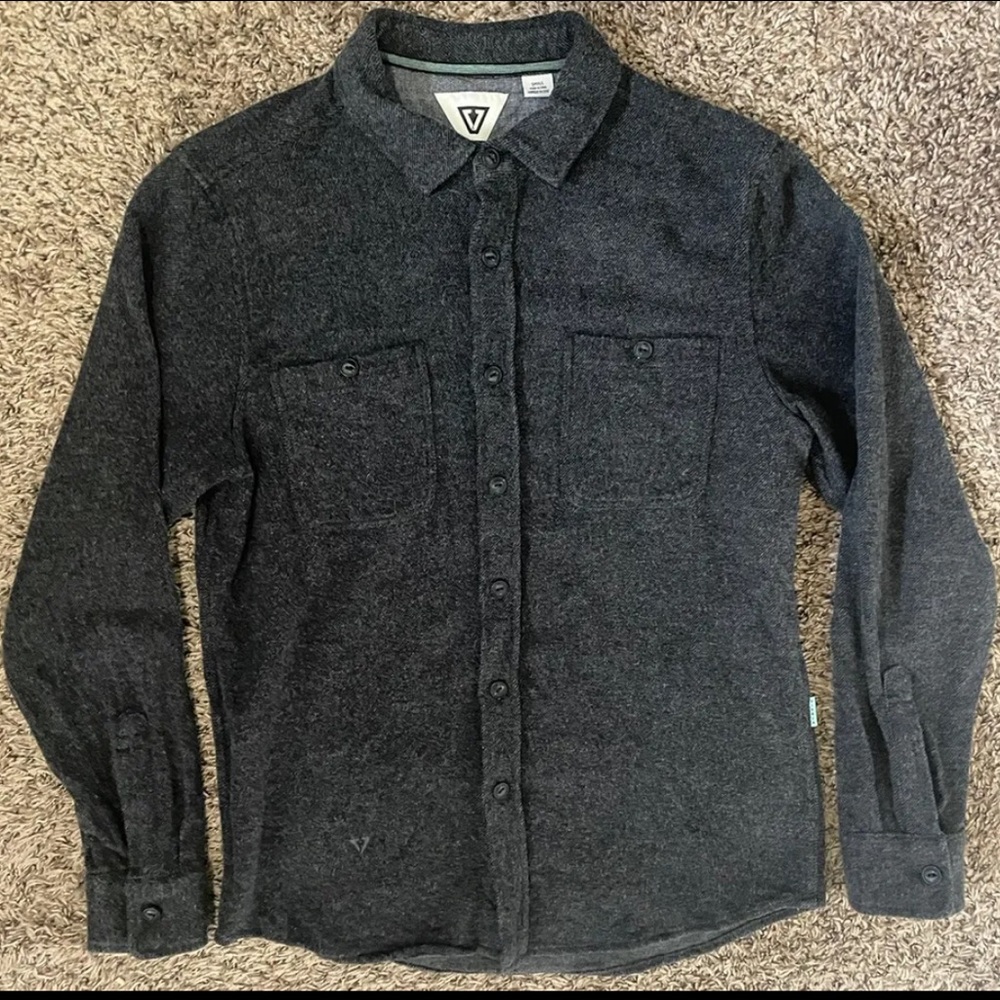 Vissla Long Sleeve Button Up Mens Shirt Size Small Grey
